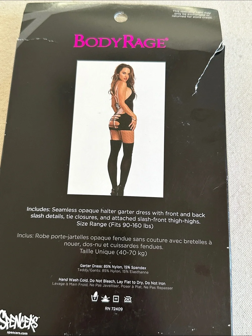 BodyRage Women’s Black Slash Halter Garter Dress with Thigh Highs